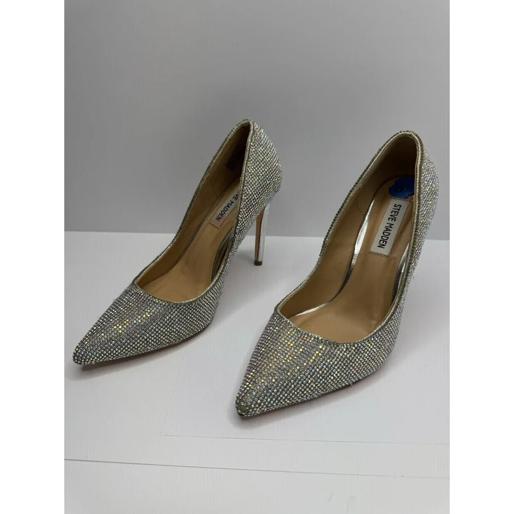 Steve Madden ALTISHA-R Embellished Rhinestone Pump Women's 6.5 Iridescent Pumps